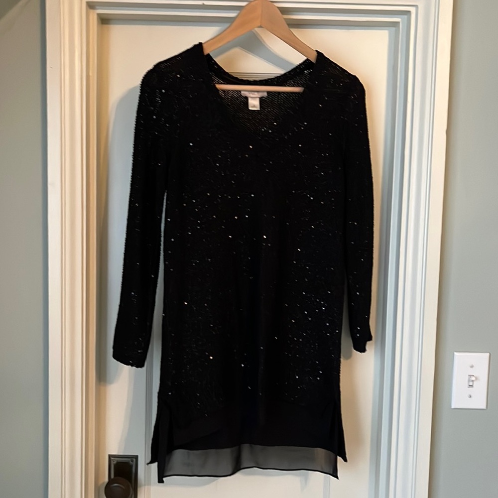 Loft Outlet Sequin Sweater Black Size S